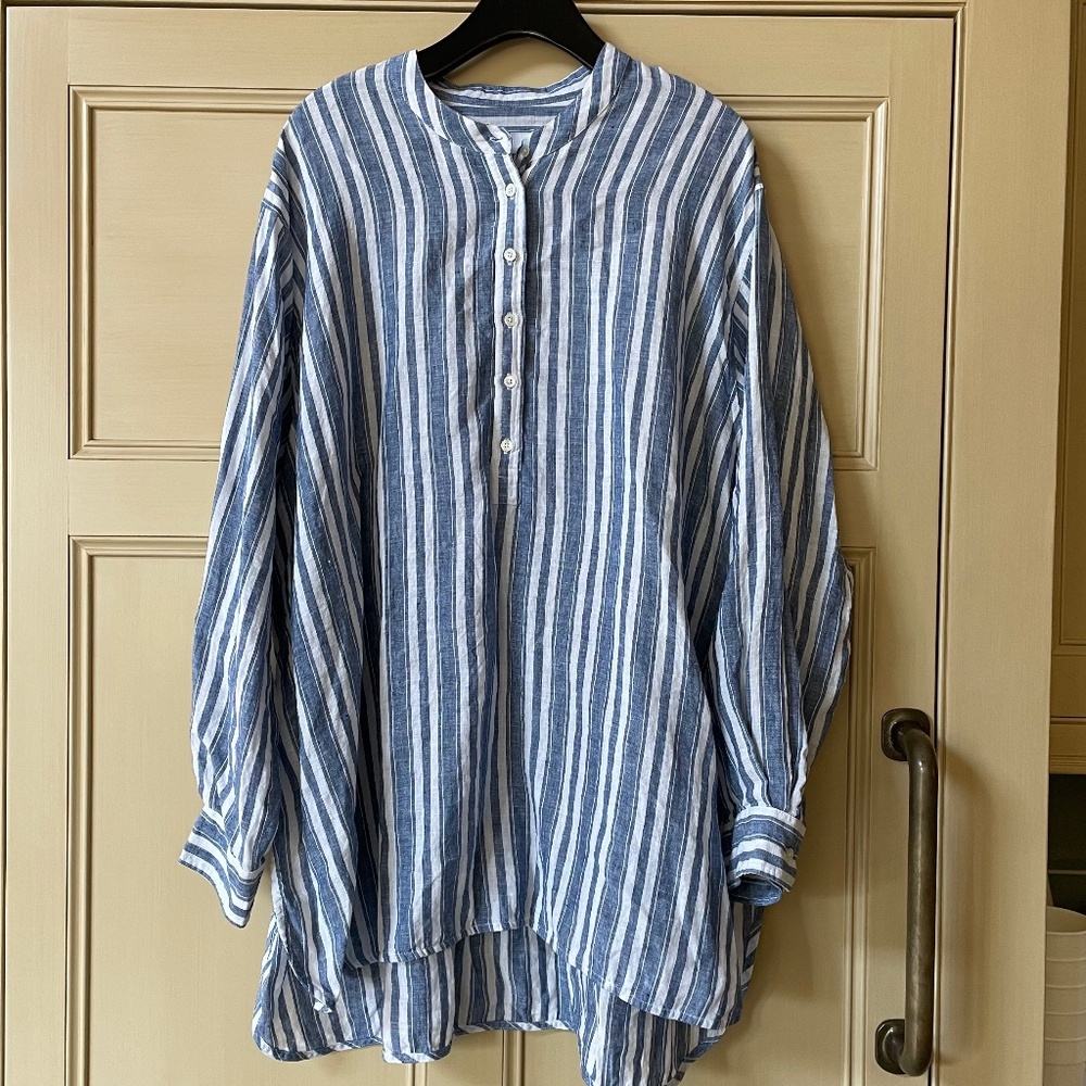 Linen Stripe Tunic Shirt